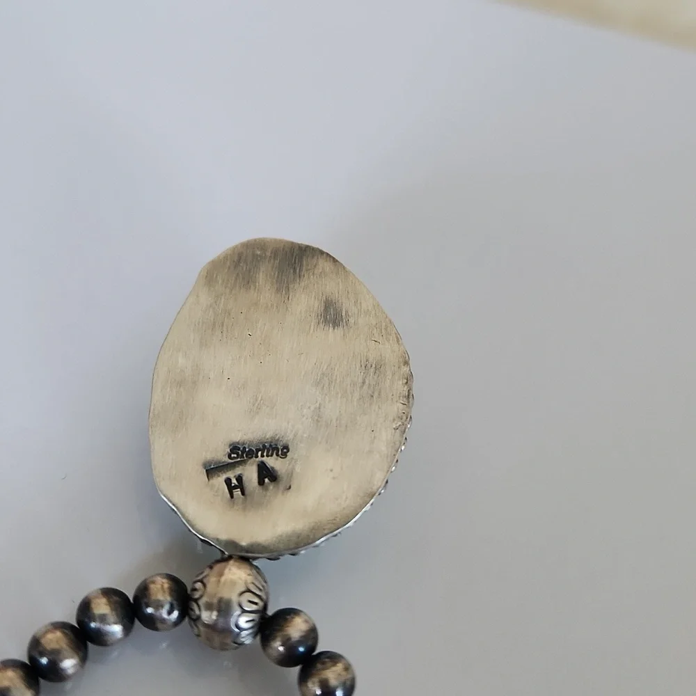 Besutuful NWT Native American Navajo Turquoise Pendant & Pearl Necklace 🩵🩶♥️🎁 - Picture 7 of 16